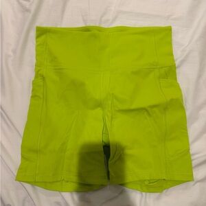 CRZ YOGA Neon Lime High-Waist Bike Shorts